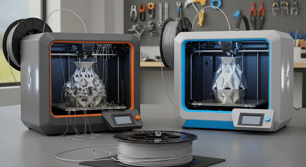 مقایسه نحوه پرینت دو نوع فیلامنت در دستگاه پرینتر سه بعدی
